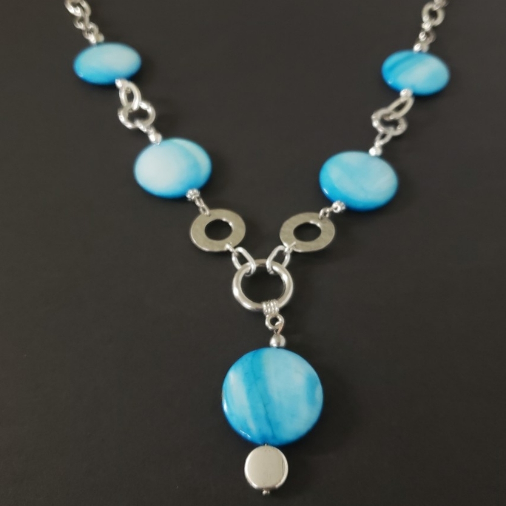 Aqua Blue Link Necklace